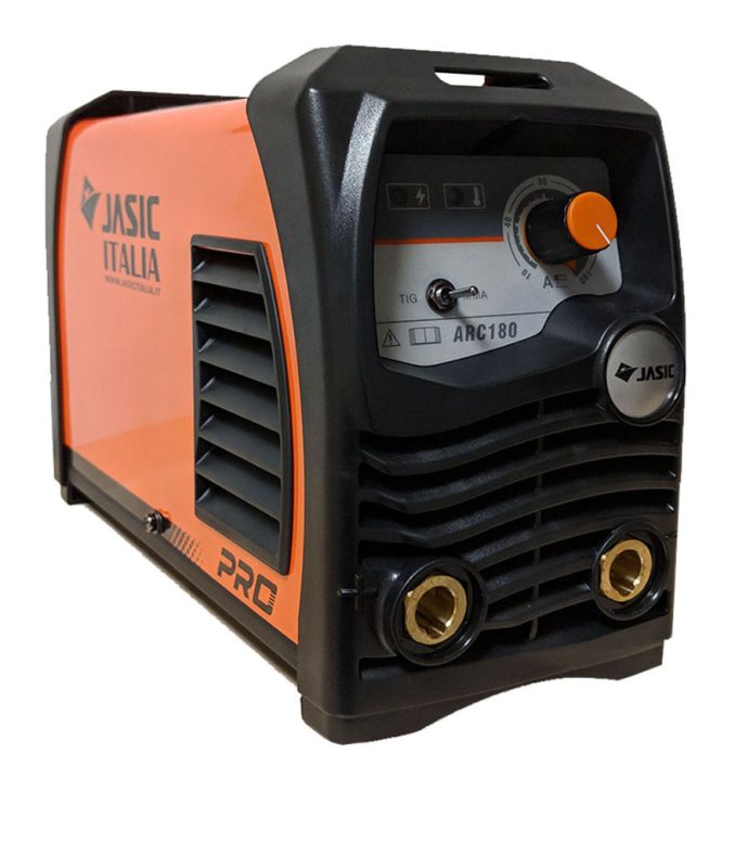 Saldatrice Jasic Italia modello "PRO ARC180" di colore arancione e nero