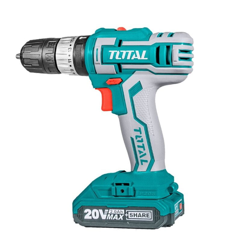 Trapano avvitatore Total azzurro e bianco con batteria